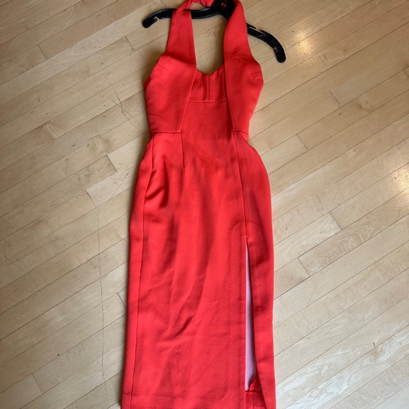 NICHOLAS bright orange bandage halter dress ,0, N - Picture 3 of 6